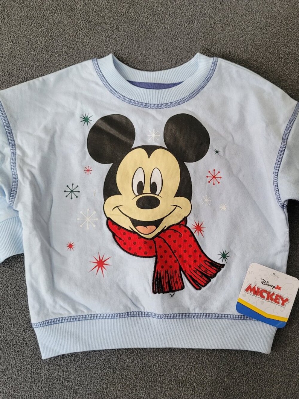 Disney Mickey Mouse Boys Size 12M Blue Christmas Crewneck Sweatshirt